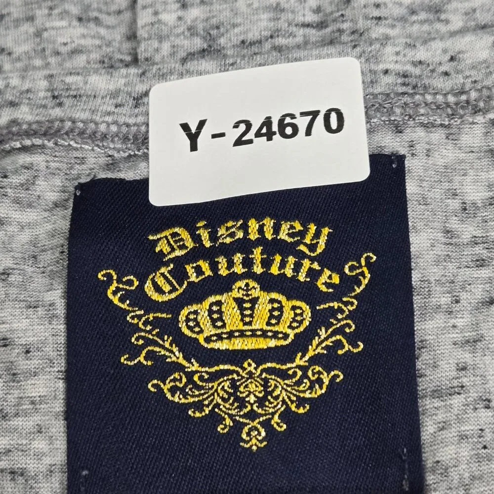 Disney Couture Women Shirt Large Gray Embroidered Sequin Crew‎ Neck Pullover